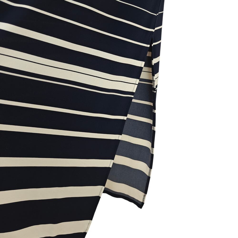 Chico's Coastal Striped Long Tunic Top Size Large / 2 Navy Blue White Stretch - Picture 4 of 7